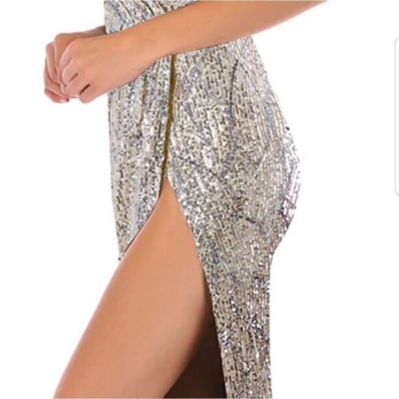 AARFAR Women Sequin Dress V-Neck Sleeveless Dress Mermaid Maxi Long NWT Small - Picture 5 of 14